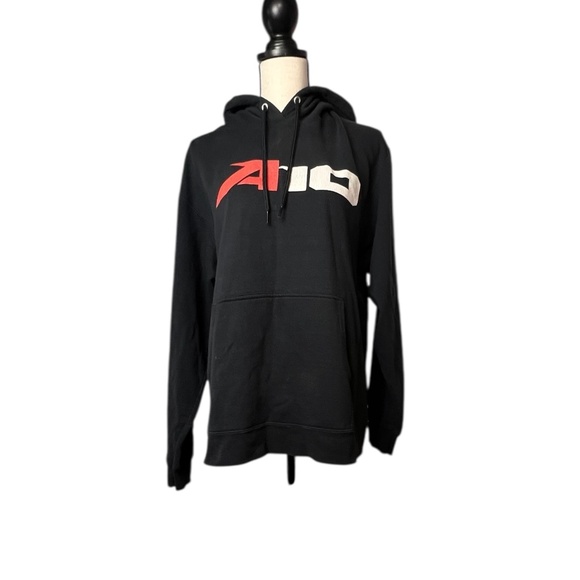 Port & Company Core Fleece Black Hoodie Size M Logo Front Unisex Pullover Sweats - Picture 1 of 7